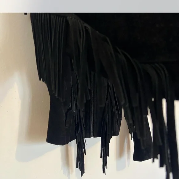 Wilsons Women's Suede Black Fringe Jacket - Picture 3 of 7